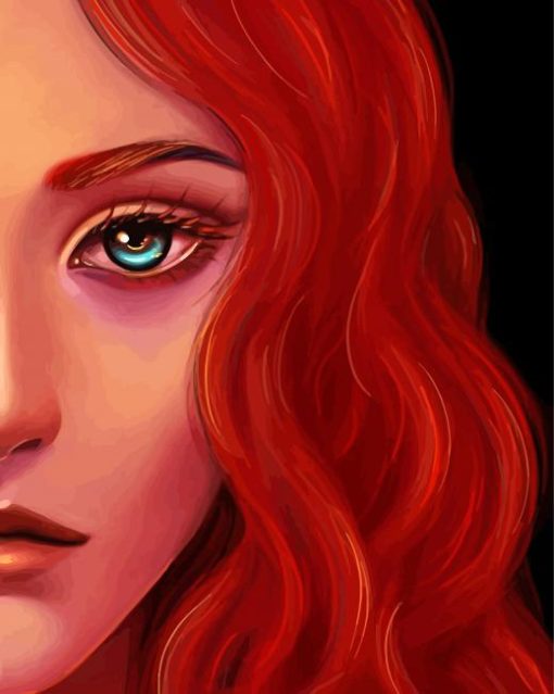 Sad Lady With Red Hair Diamond Paintings