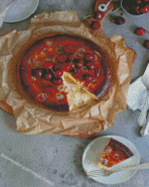 San Sebastian Cheesecake With Cherries Diamond Paintings