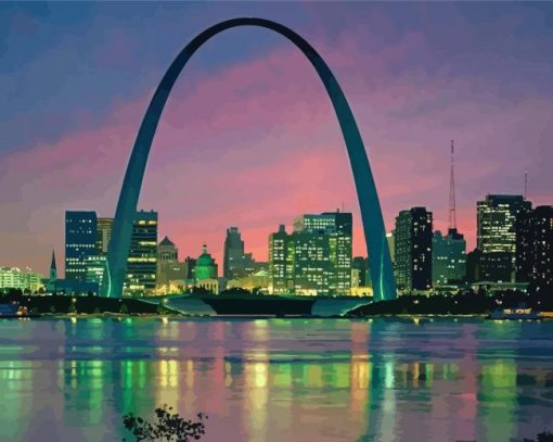 St Louis Gateway Arch Sunset Diamond Paintings