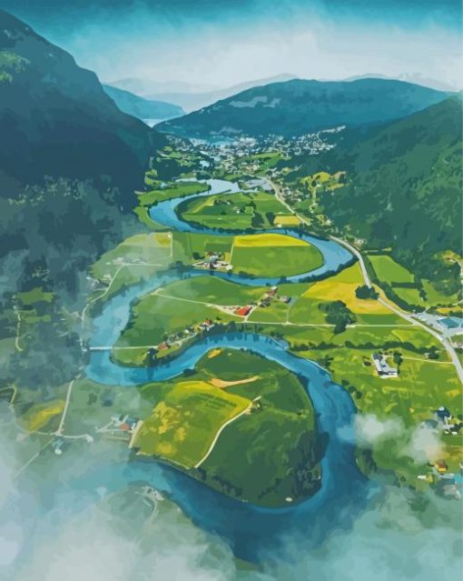 Stryn Norway Stryneelva River Diamond Paintings