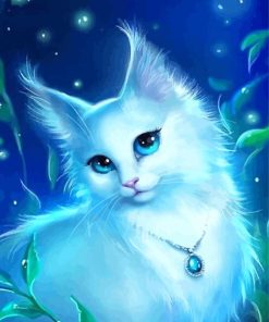 White Cat With Blue Eyes Art Diamond Paintings