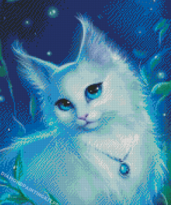 White Cat With Blue Eyes Art Diamond Paintings