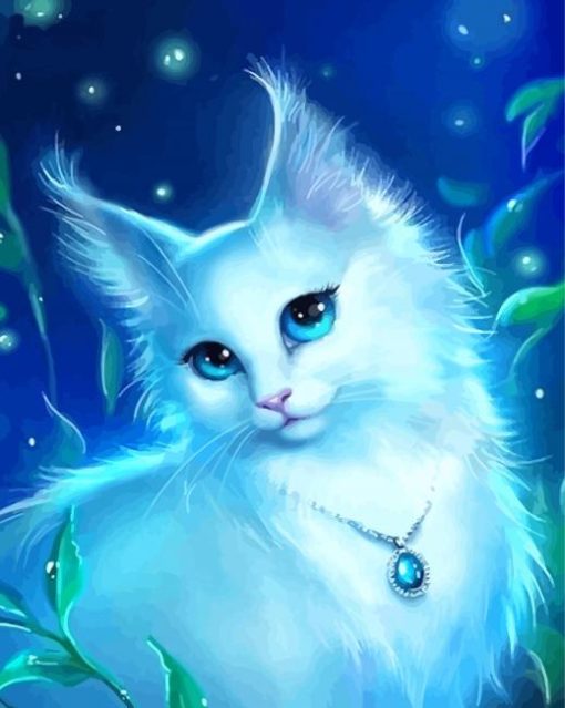 White Cat With Blue Eyes Art Diamond Paintings