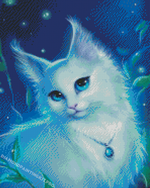 White Cat With Blue Eyes Art Diamond Paintings