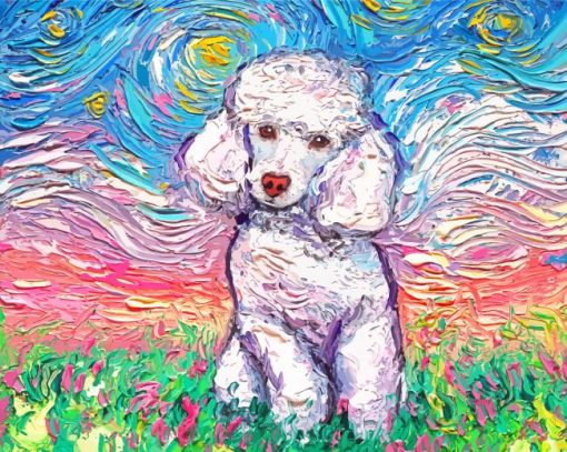 White Poodle Art Diamond Paintings