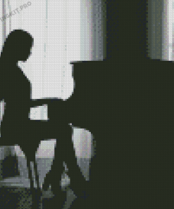 Woman Playing Piano Silhouette Diamond Paintings