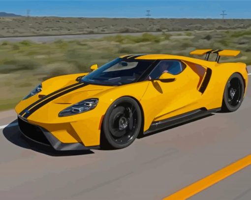 Yellow Ford GT Diamond Paintings