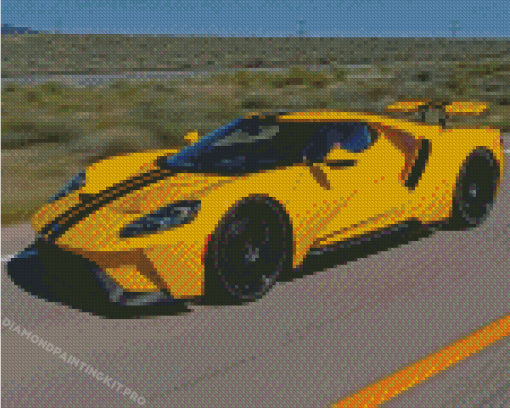 Yellow Ford GT Diamond Paintings