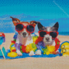 Aesthetic Beach Dog Diamond Paintings