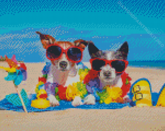 Aesthetic Beach Dog Diamond Paintings