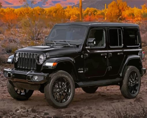 Black Jeep Car Diamond Paintings