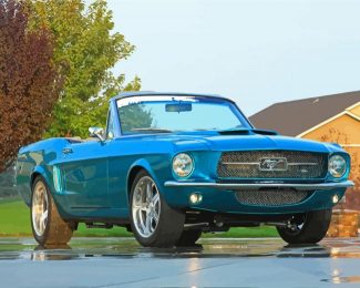 Blue Classic 67 Ford Mustang Diamond Paintings