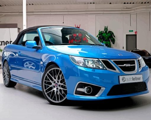 Blue Saab Car Diamond Paintings