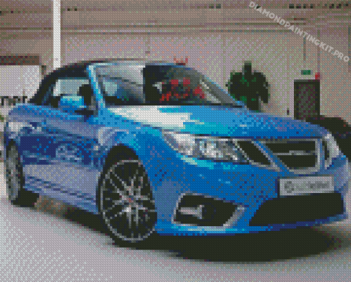 Blue Saab Car Diamond Paintings