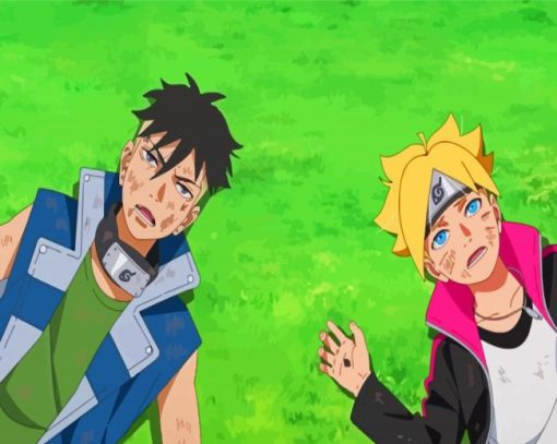 Boruto And Kawaki Sleeping On Grass Diamond Paintings