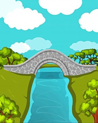 Bridge Over River Illustration Diamond Paintings