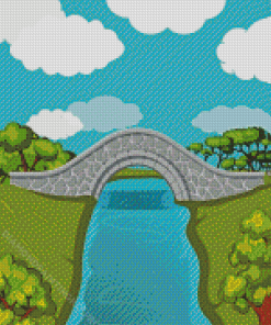 Bridge Over River Illustration Diamond Paintings