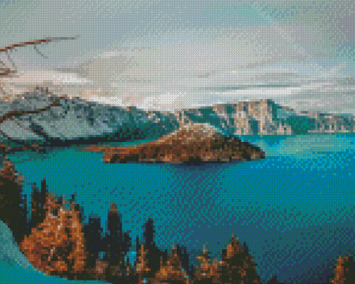 Crater Lake In Oregon Diamond Paintings