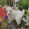 Cute Floral Goat Diamond Paintings