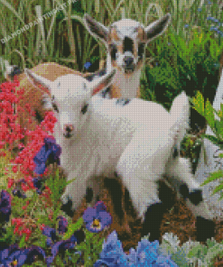 Cute Floral Goat Diamond Paintings