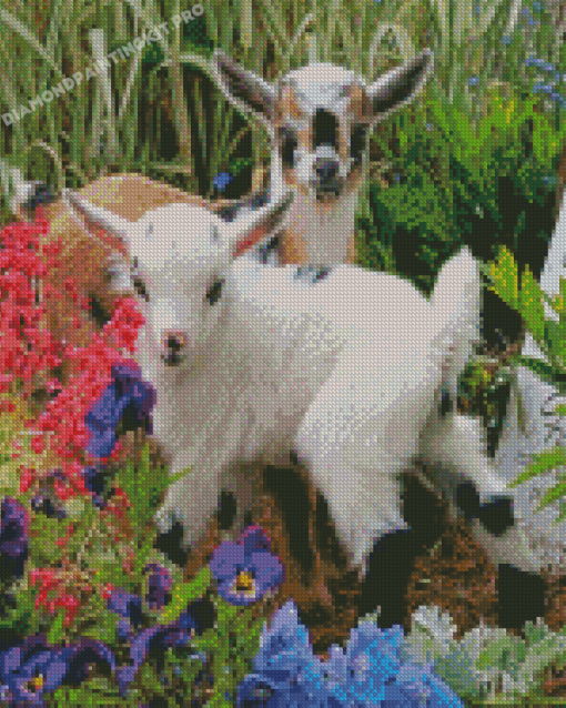 Cute Floral Goat Diamond Paintings