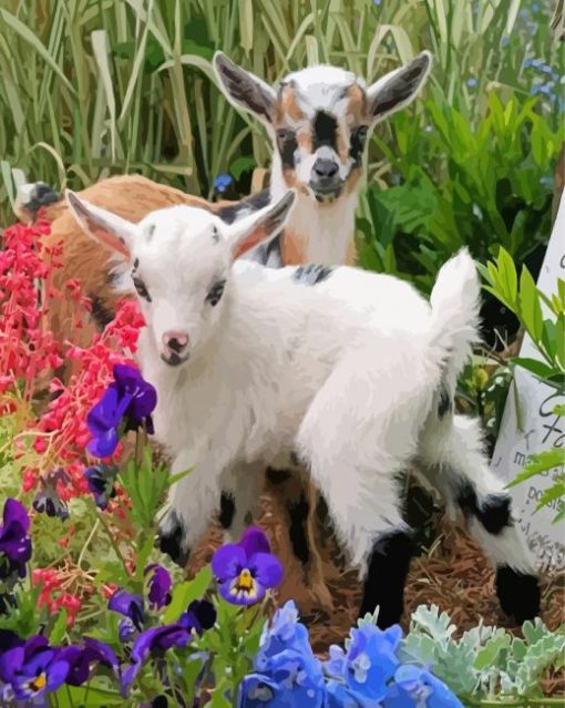 Cute Floral Goat Diamond Paintings