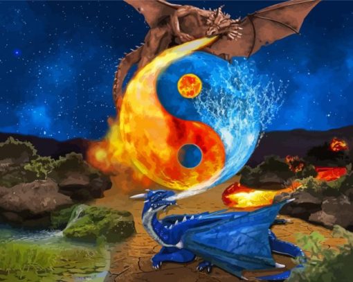 Dragon Water And Fire Diamond Paintings