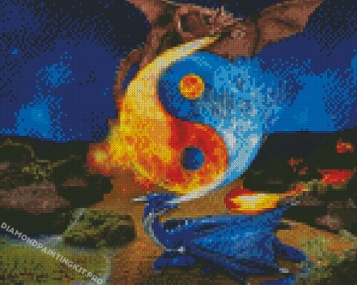 Dragon Water And Fire Diamond Paintings
