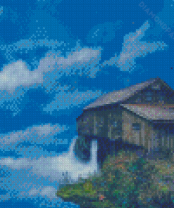 Fantasy Waterfall House Diamond Paintings