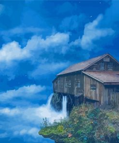 Fantasy Waterfall House Diamond Paintings