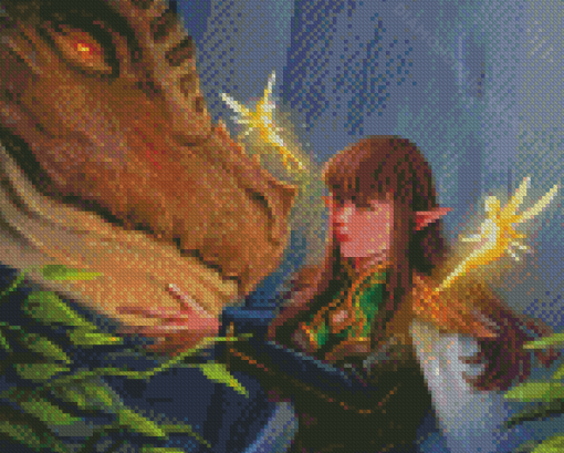 Fantasy Elf And Dragon Diamond Paintings