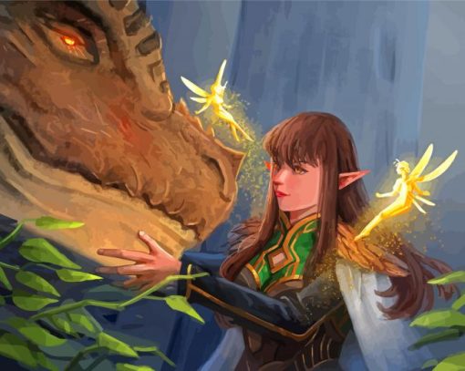 Fantasy Elf And Dragon Diamond Paintings