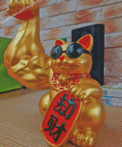 Golden Waving Cat Diamond Paintings