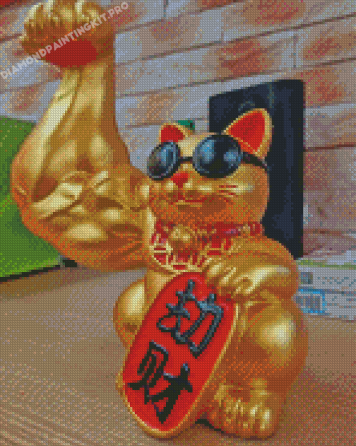 Golden Waving Cat Diamond Paintings