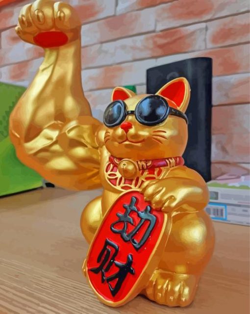 Golden Waving Cat Diamond Paintings