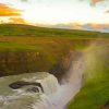 Gullfoss Falls At Sunset Landscape Diamond Paintings