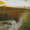 Gullfoss Falls At Sunset Landscape Diamond Paintings