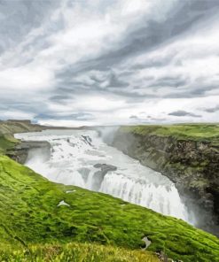 Gullfoss Falls Iceland Landscape Diamond Paintings