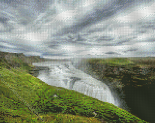 Gullfoss Falls Iceland Landscape Diamond Paintings