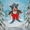 Happy Dog Skiing In Snow Diamond Paintings