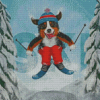 Happy Dog Skiing In Snow Diamond Paintings