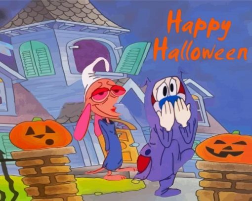 Happy Halloween Ren And Stimpy Diamond Paintings