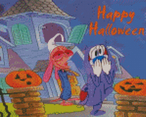 Happy Halloween Ren And Stimpy Diamond Paintings