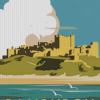 Illustration Bamburgh Castle Poster Diamond Paintings