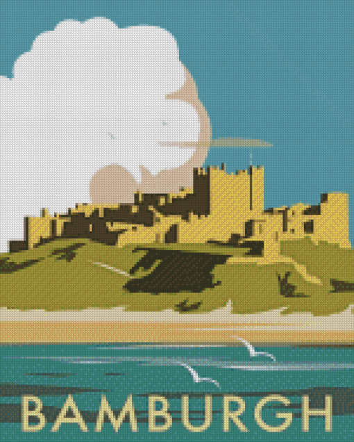 Illustration Bamburgh Castle Poster Diamond Paintings