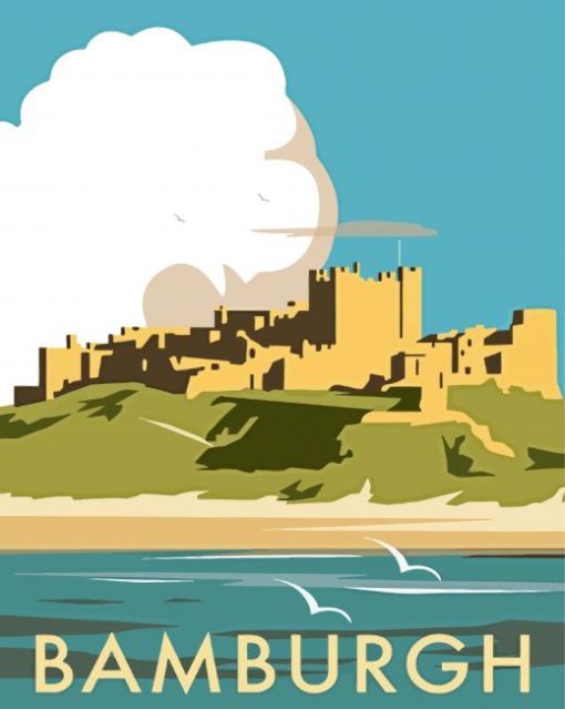 Illustration Bamburgh Castle Poster Diamond Paintings