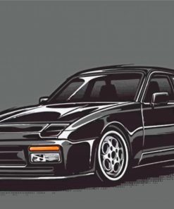 Illustration Black Porsche 944 Car Diamond Paintings