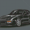 Illustration Black Porsche 944 Car Diamond Paintings