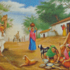 Indian Village Scene Diamond Paintings