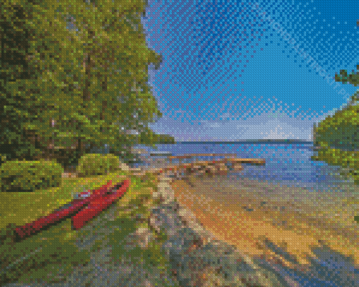 Kayaks By Sebago Lake Maine Diamond Paintings